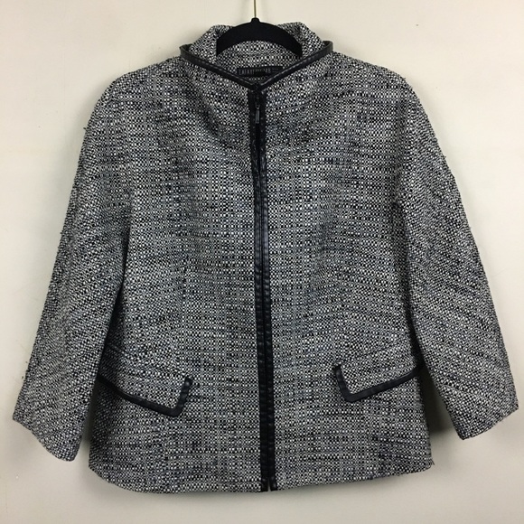 Lafayette 148 New York Tweed Zip Wool Blend Blazer Jacket - Picture 11 of 12